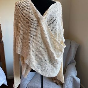 Billabong open weave faux wrap sweater large